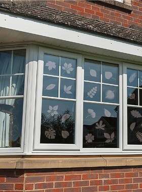 白色鸟类防撞窗贴创意玻璃装饰贴纸 叶片静电玻璃贴纸 鸟类保护窗