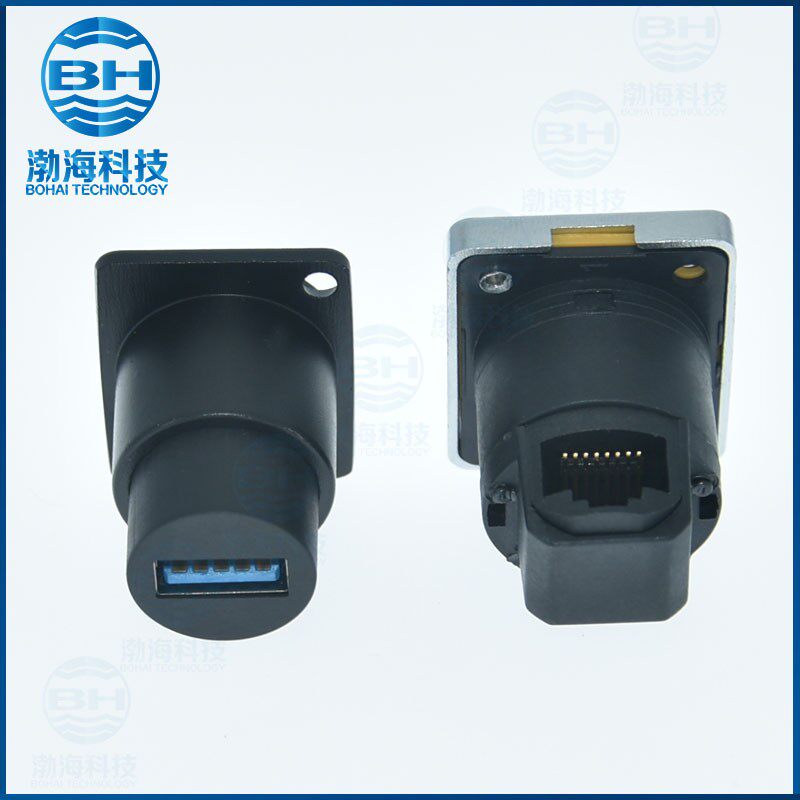 usbrj45网线连接器金属网口母对母延长线防水6类网络直通8p水晶头