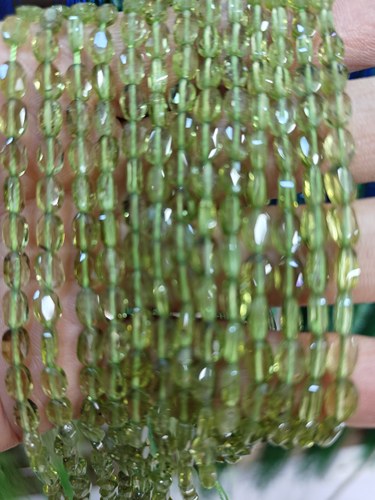 纯天然绿色透辉蛋形4*6一条约38厘米DIy饰品配件