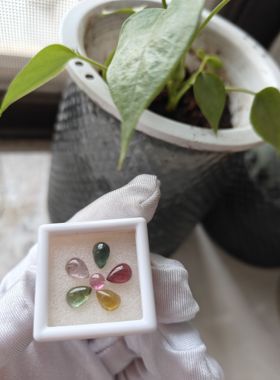 高档纯天然梅花碧玺裸石镶嵌戒指手链项链等饰品配件100元一件