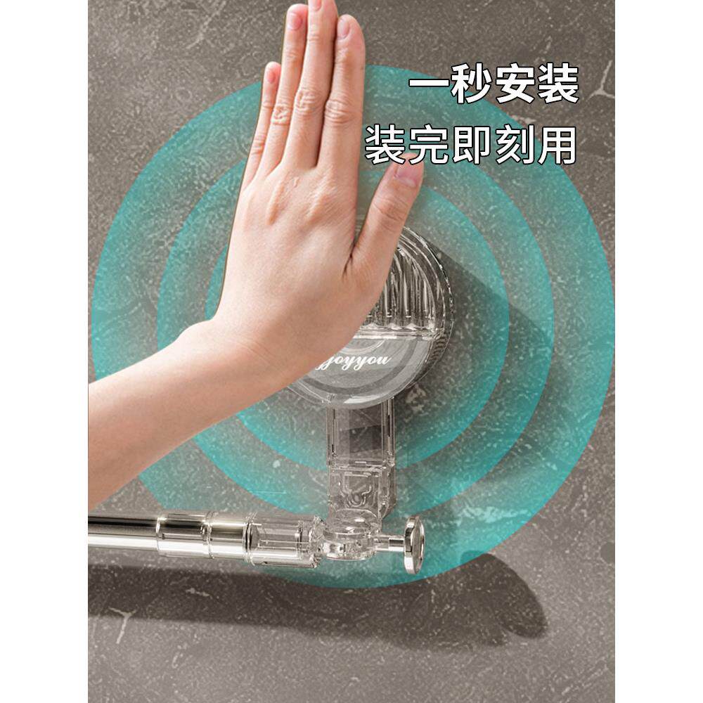 角落伸缩吸盘挂毛架无冲孔浴TBN悬室毛巾架巾浴室收纳架单杆挂钩