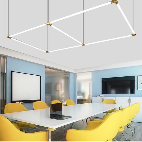 设计师工作室led长条灯极简一字餐厅吧台吊灯创意拼接造型线条灯