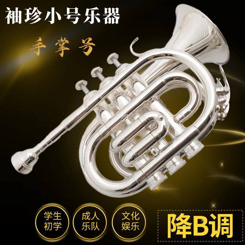 巴哈手掌号乐器金色学生初学者省力袖珍小号银色降B调专业乐队