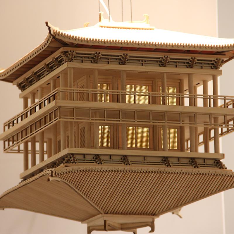 流时间新中式民宿中国风古建筑木雕模型拼装成品中式建筑装饰摆件