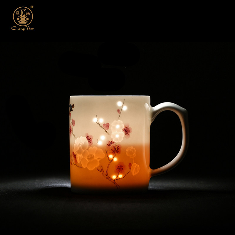 昌南陶瓷 景德镇陶瓷茶杯带盖子女士办公室泡茶杯马克杯情人节送