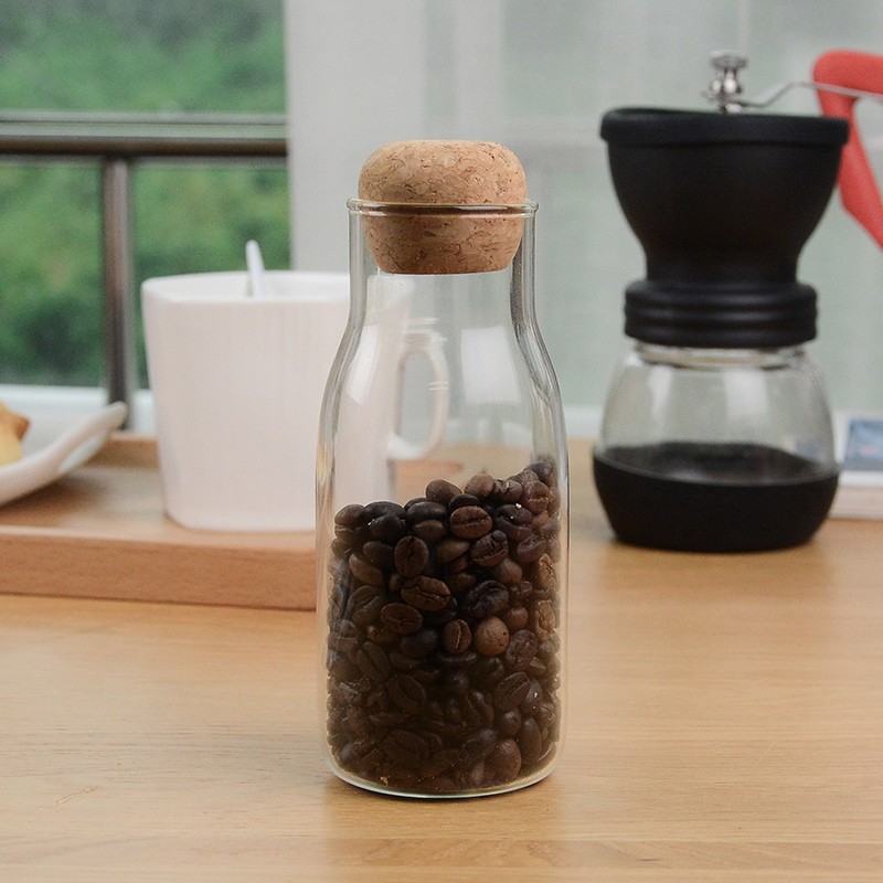 日式软木塞玻璃瓶 透明密封罐储物瓶茶叶罐咖啡罐家用 收纳储物罐