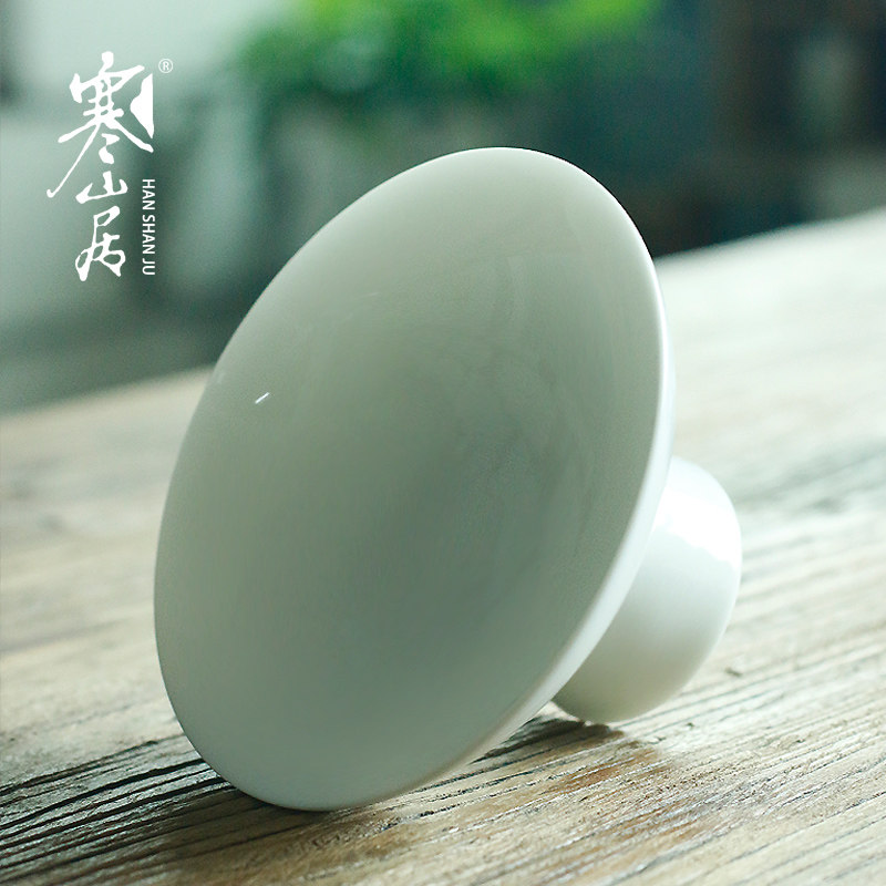 寒山居手工玉白瓷茶点盘陶瓷点心盘茶道配件摆件干果盘宋式水果盘