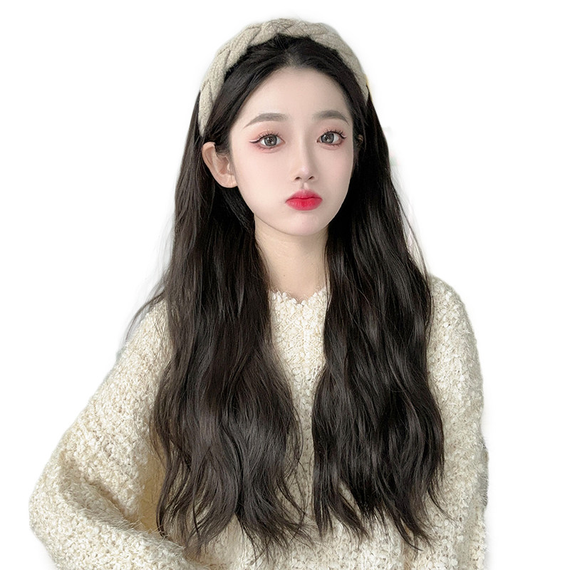 假发女长发发箍假发一体时尚高颅顶真发全真人发自然网红全头套