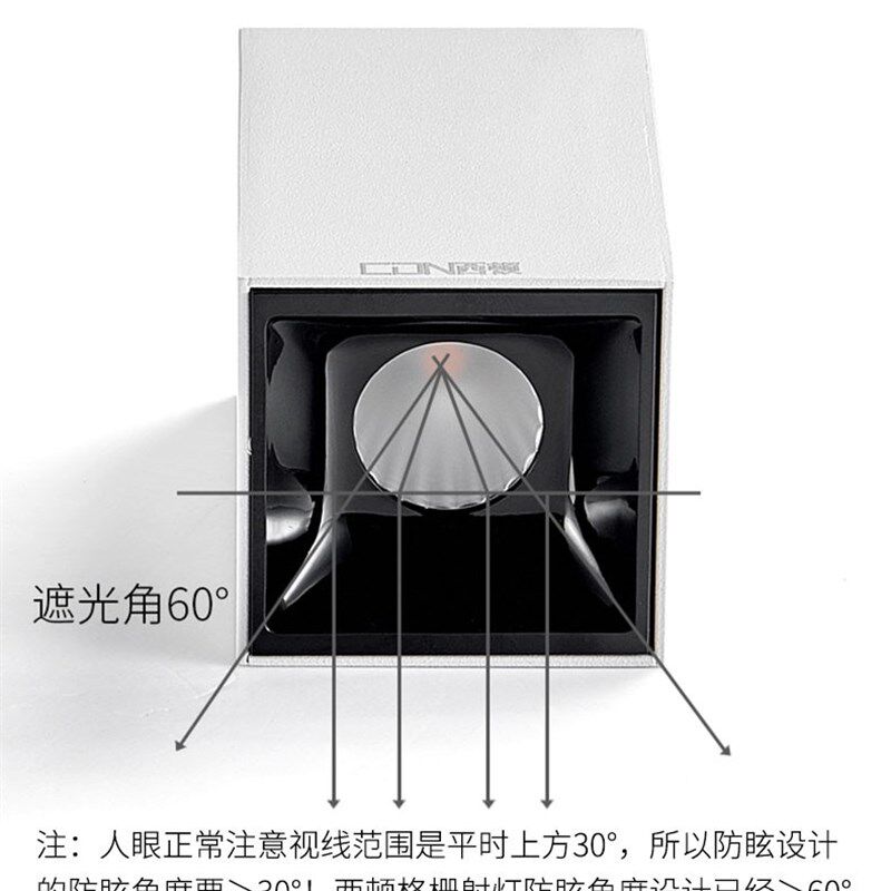 西顿照明明装射灯无主灯设计洗墙灯双头单头方形格栅射灯CES812C