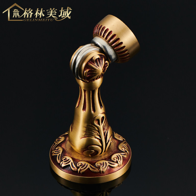 格林美域 黄铜欧式花纹门吸 地装墙装强磁地吸门碰门挡 门阻