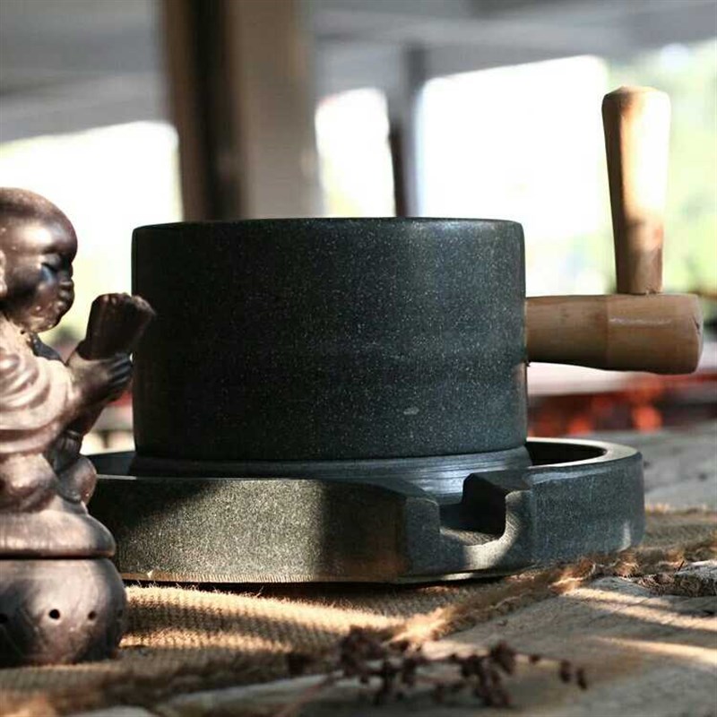 宋代点茶仿宋点茶茶粉磨石磨专业磨茶粉宋代点茶茶磨送木架