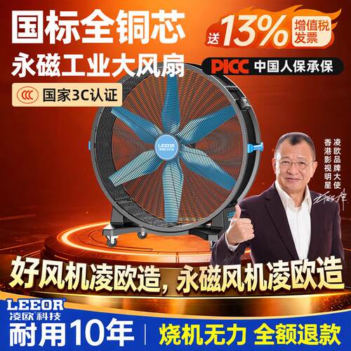 工业风扇强力落地扇大功t率车间仓库工厂用大风机手推可移动大风