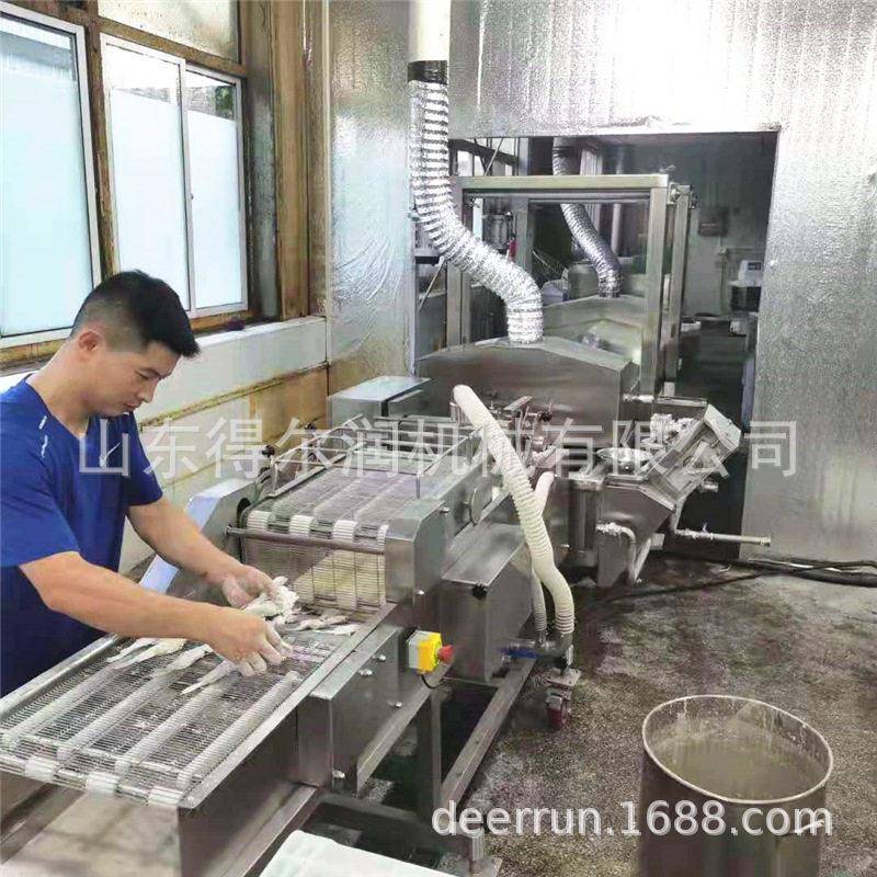 浙江小黄鱼上浆机黄花鱼上浆油炸机设备海产品鱼虾上浆裹糠设备