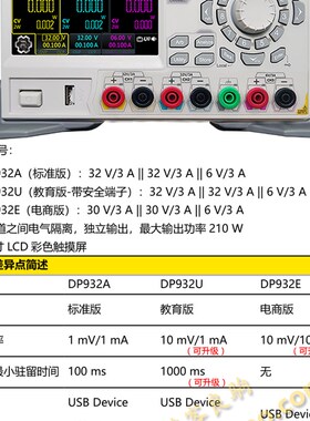 普源DP932A可编程线性直流电源932U三通道隔离932E一键串并联900