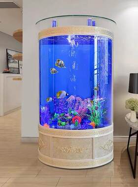 半圆简约欧式家用中大型水族箱客厅靠墙玻璃圆弧形免换水生态鱼缸