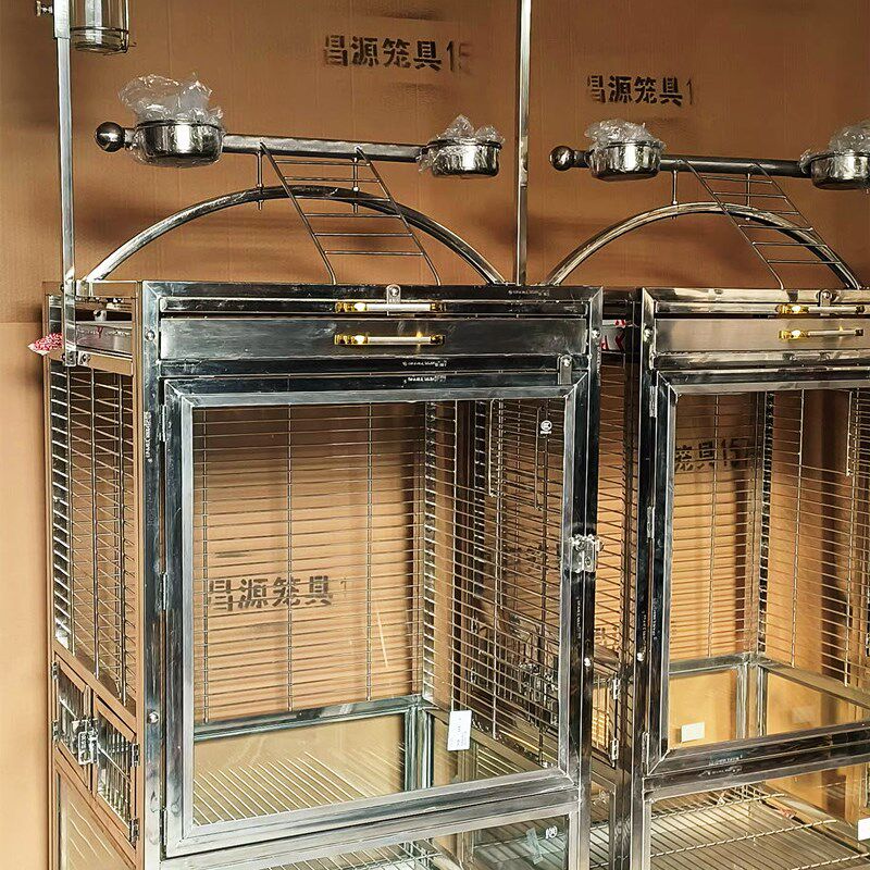 鹦鹉自动饮水器喂水壶水杯304不锈钢支架水果玩具架 玻璃撞针水杯