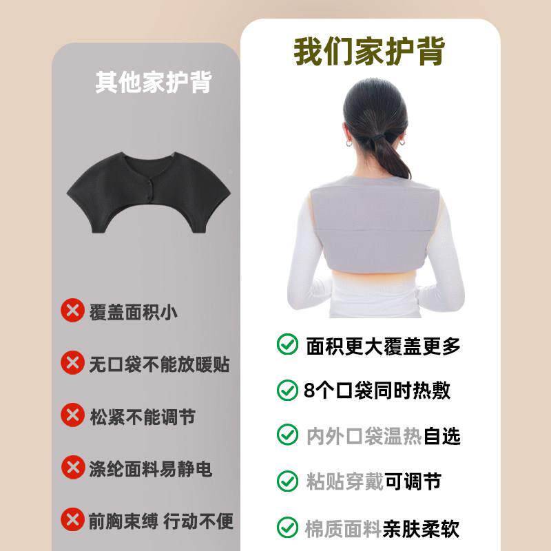 双面口袋衣保暖护背护坎肩防凉781优质棉质热敷肩着颈背部背心神