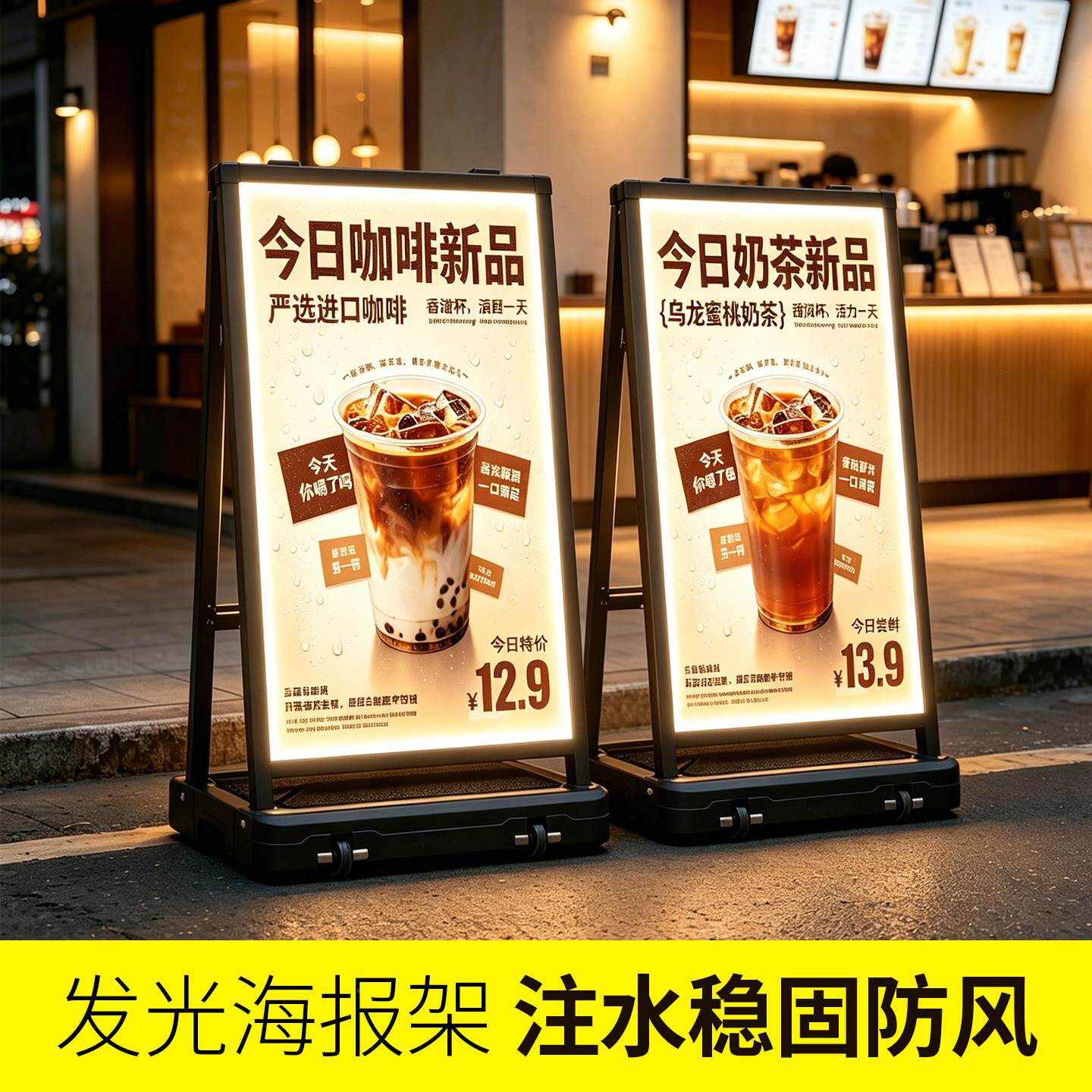 发光式展示牌户落地注水发光式灯箱广告牌抽画展架外摆摊报广告立