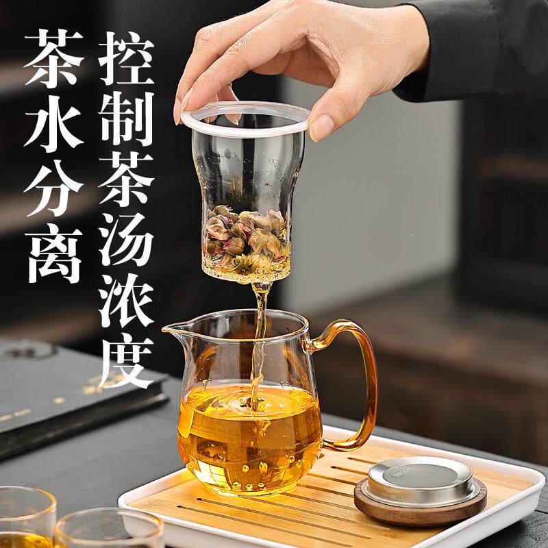加厚玻茶壶耐温茶水分璃离过滤茶具家用小花茶煮茶TYV器茶泡壶高