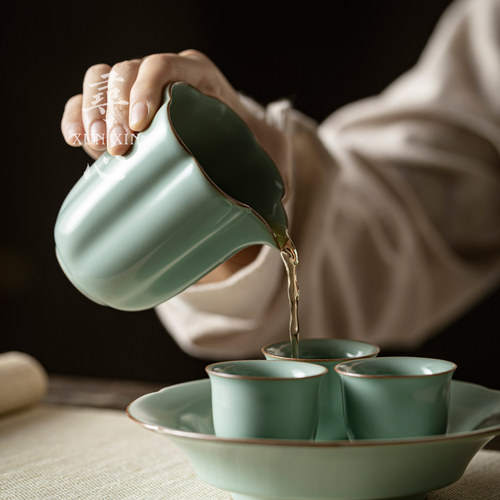 寻心天青汝窑公道杯陶瓷开片可养匀杯功夫茶具分茶器家用大号茶海