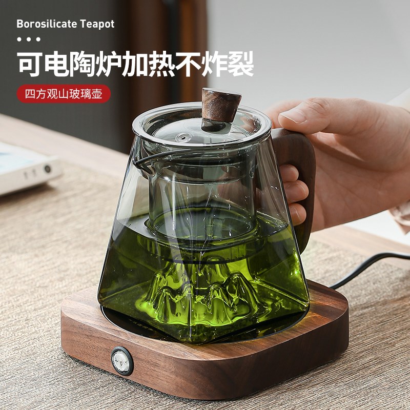 功夫茶具玻璃泡茶壶单壶内置滤网高硼硅加厚耐热中式防烫水壶套装
