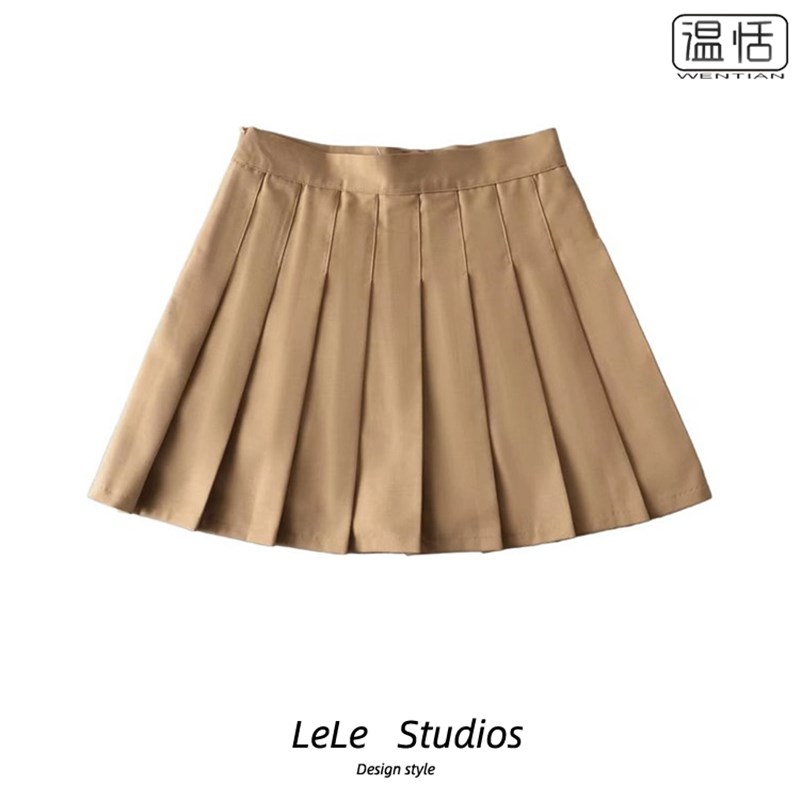 【包邮】高腰显瘦学院风西装百褶裙春夏百搭A字防走光半身裙短裙