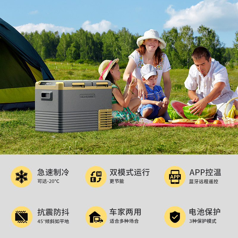 冰虎车载冰箱小车货车家两用压缩机制冷藏冷冻分区双仓12V24V220V