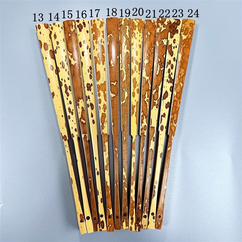 包邮95寸18方梅妃扇骨文玩扇云南湘妃竹云妃折扇苏工扇面道具扇子