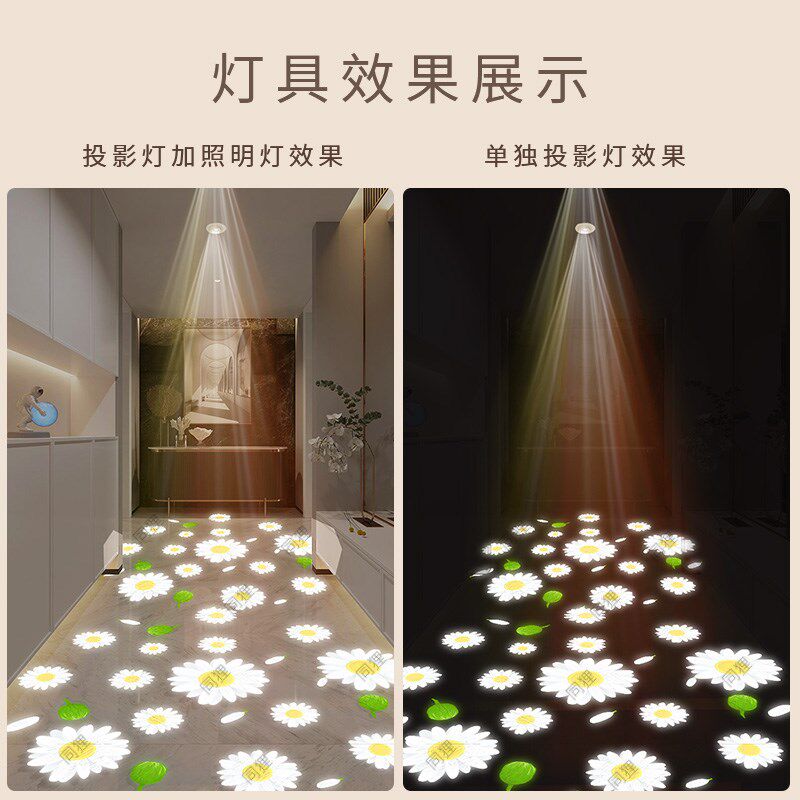 走廊过道投影灯锦鲤花朵荷花入户玄关装饰家用地面创意筒灯射灯