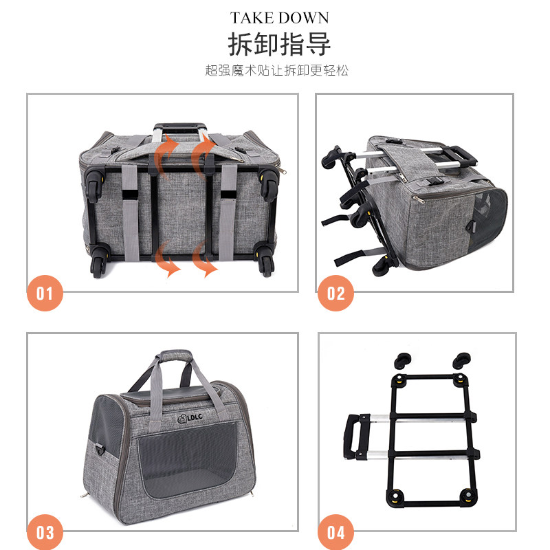 加大号宠物外出便携拉杆箱猫包单肩斜挎可折叠透气狗狗轮子包猫窝