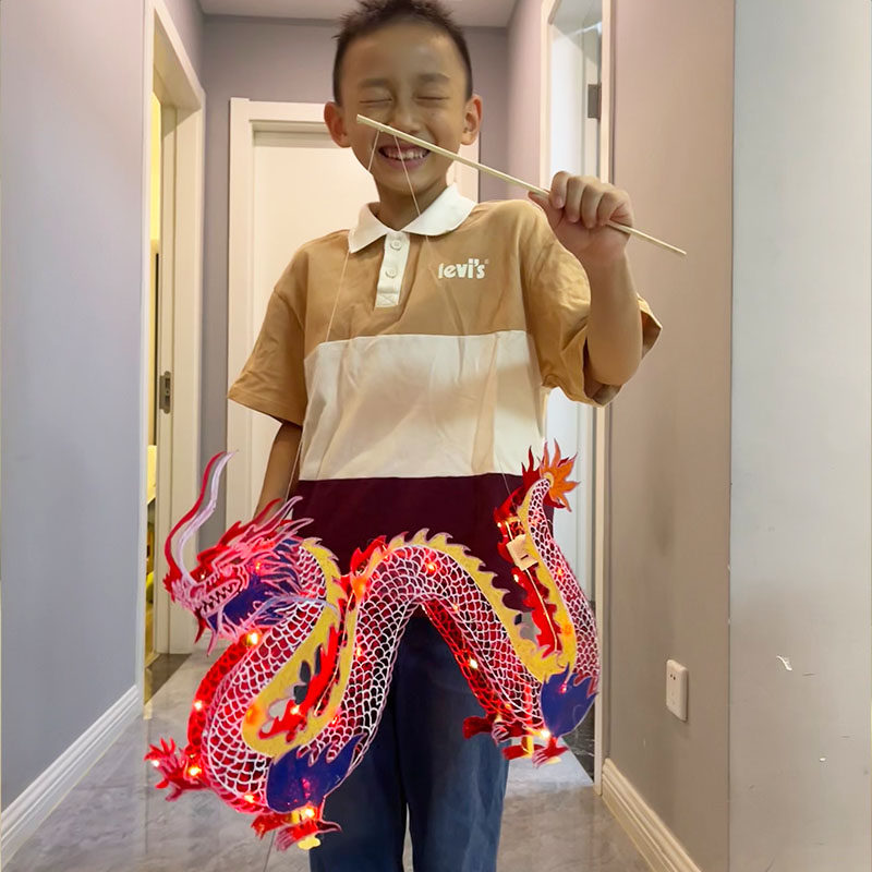 中秋节儿童玻璃纸灯笼材料包传统手工艺彩色手绘中国龙年生肖灯笼