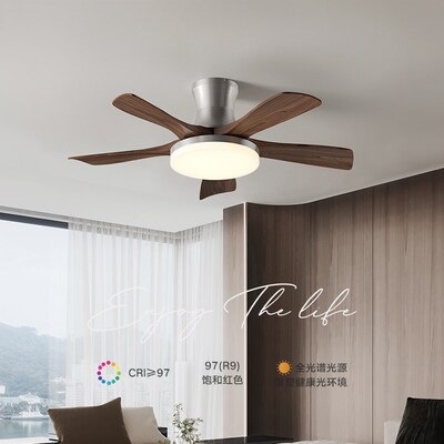 中古风吊扇灯风扇灯胡桃木色静音护眼新中式护眼客厅卧室餐厅吊灯