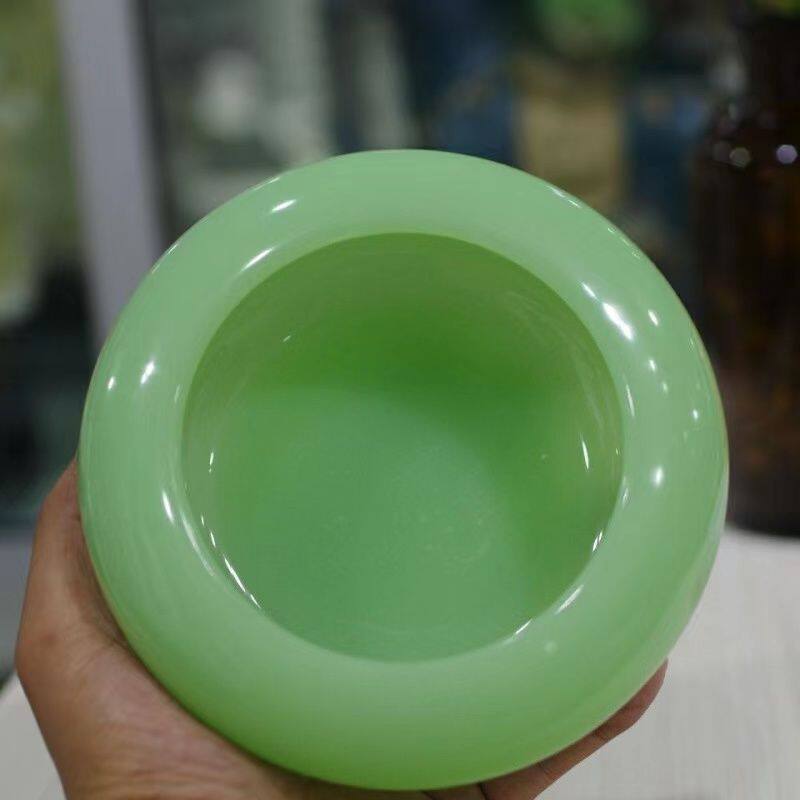 新款中式天然琉璃玉烟灰缸鱼缸玉摆件家居办公桌烟灰缸家用工艺品