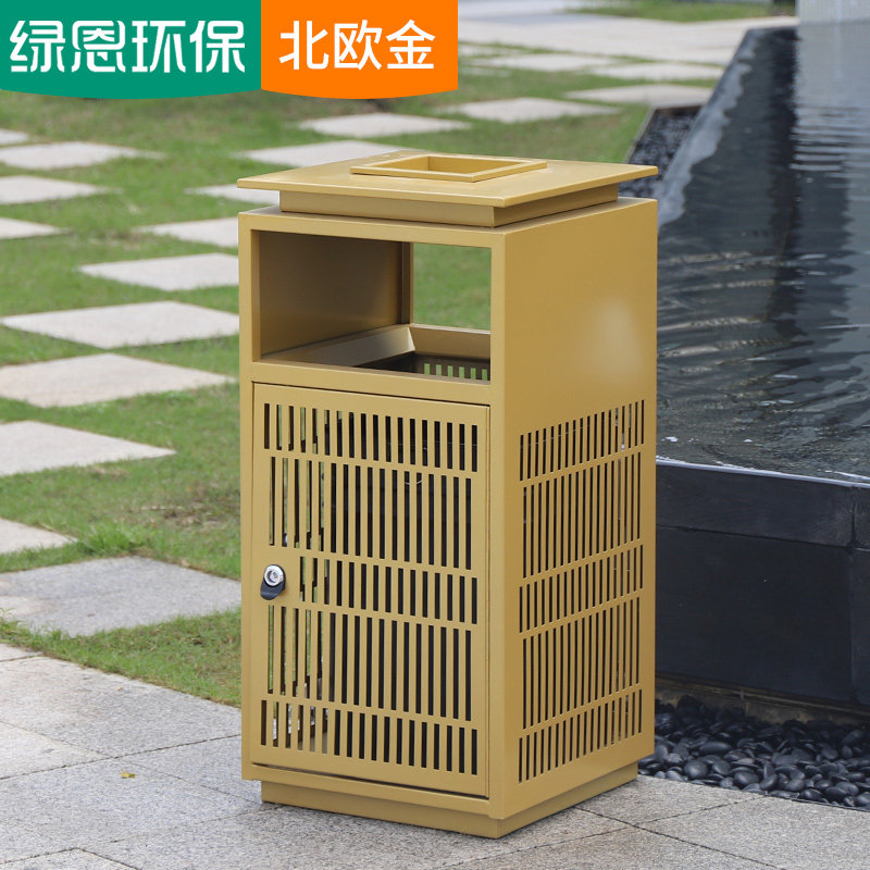 户外不锈钢垃圾桶酒店大堂电梯口室外果皮箱高档玫瑰金售楼部定制