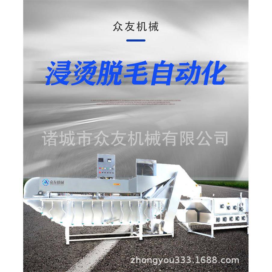 诸城屠宰设备供船式烫脱一体机鸡鸭鹅烫脱配七轴脱毛机使用1