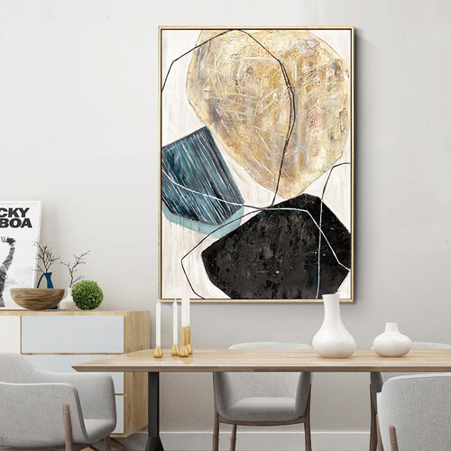 鳟鱼北欧抽象走廊过道玄关画 餐厅竖版装饰画 客厅壁画背景墙挂画