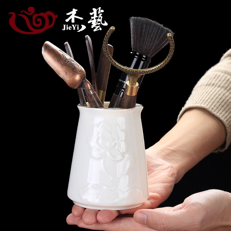 羊脂玉茶道六君子套装黑檀木茶勺茶针茶夹6件套功夫茶具配件大全