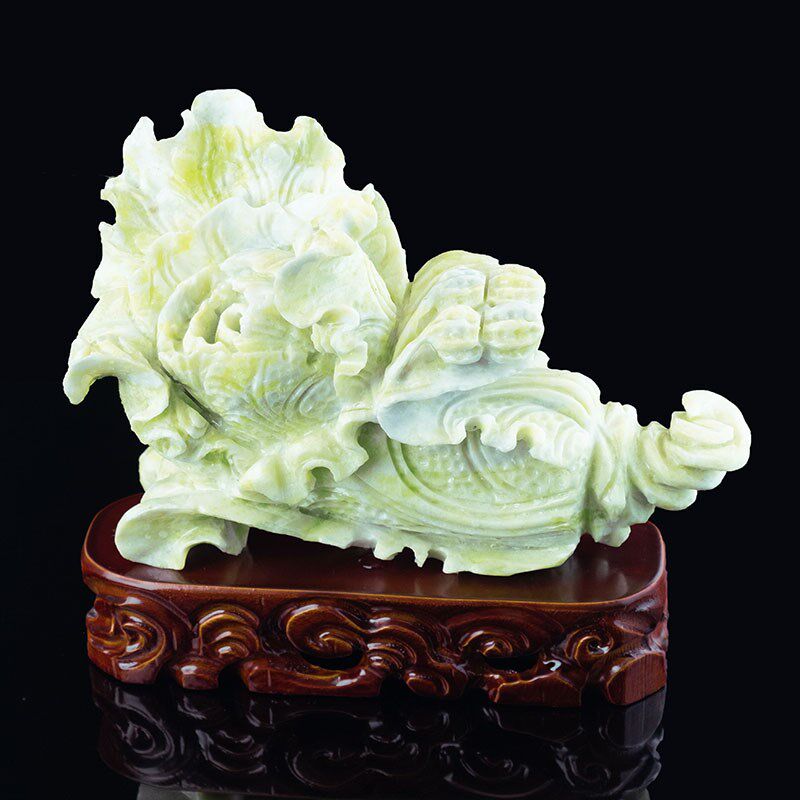 蓝田玉白菜摆件百财客厅玄关酒柜家居玉石办公装饰品乔迁开业礼品