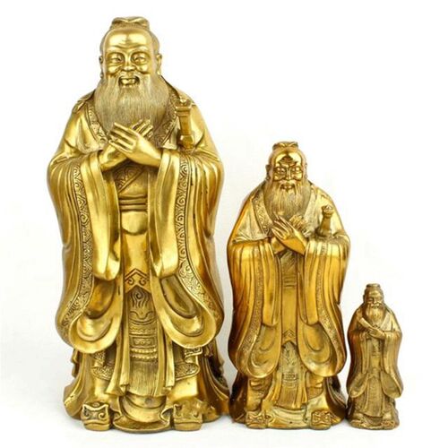 纯铜孔子雕像摆件书房办公室家居装饰品工艺品孔夫子 铜像礼物