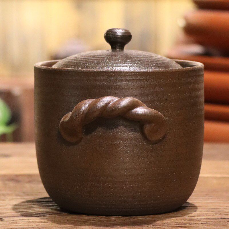 家用明火养生日式电陶炉煮奶茶陶瓷碗泡法器粗陶炭炉双耳煮茶碗