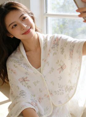 1056纯棉纱布披产妇月子哺乳斗篷护肩季春夏薄款坎空调房盖毯防寒