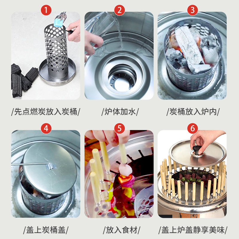 无烟烧烤炉子焖烤炉家用烧烤架户外木碳烤炉吊炉商用羊肉串烤串机