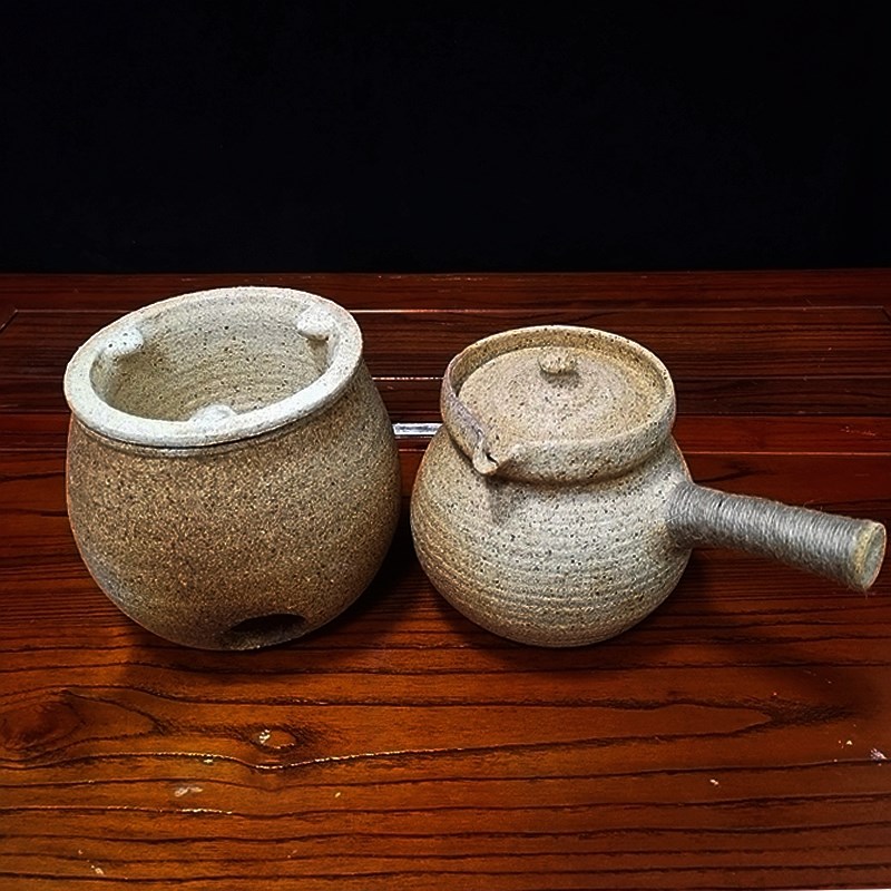 包邮云南土陶煮茶罐小碳炉粗陶烤茶罐带盖户外全手工柴窑烧烹茶器