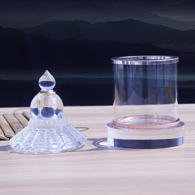 家居饰品水晶工艺礼品摆饰装藏器皿舍利塔大号双区透明建筑模型桌