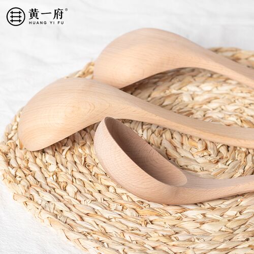 黄一府长柄榉木汤勺家用盛汤木勺火锅勺耐高温加厚木柄锅铲带钩勺