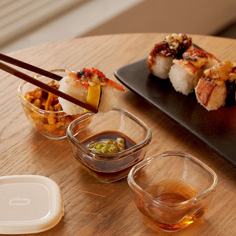 蘸料碟小碟子蘸料盒可携式调味酱料醋酱油碗味碟家用带盖子迷你小