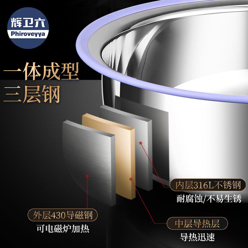 辉卫六和面盆加深316不锈钢盆子家用厨房洗菜盆加厚发面盆揉面盆