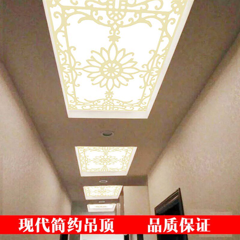 镂空花格雕花板艺术玻璃吊顶过道玄关客厅餐厅祥云透光装饰玻璃