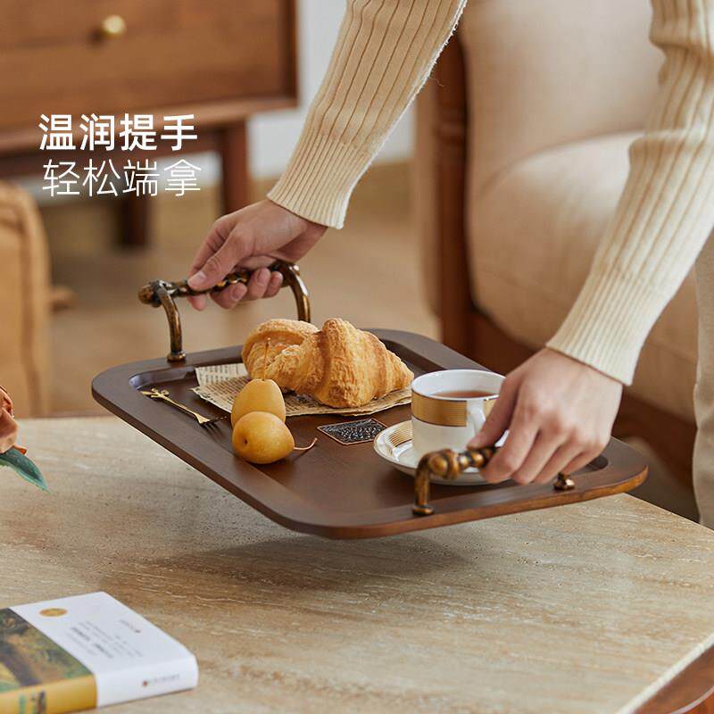 式复古餐盘KUR杯子档茶盘欧式家美用客厅长方形盘茶杯盘子高托摆