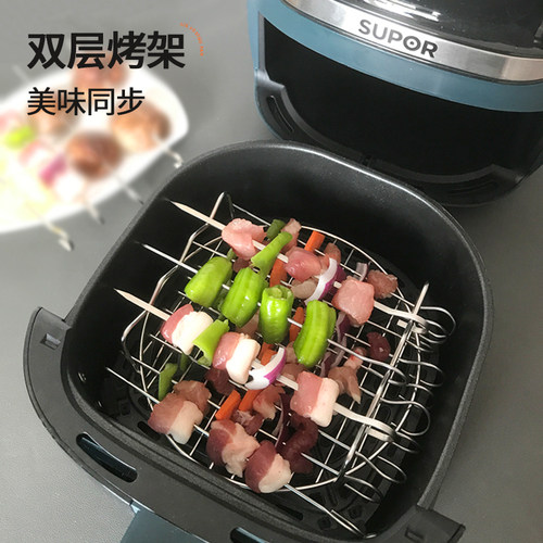 空气炸锅烧烤架子配件通用烤网二层厨房专用不锈钢烤串烤箱签子